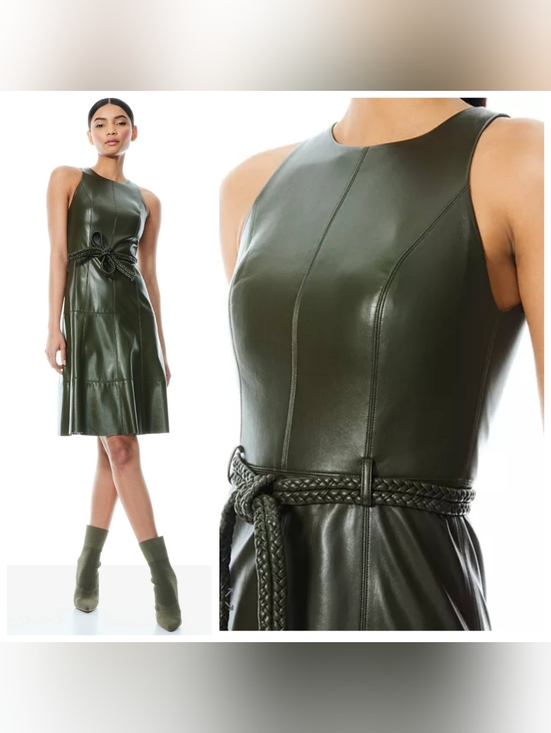 Alice + Olivia Dresses & Skirts - Alice + Olivia Leandra Faux Leather  Fit-and-Flare Dress Size 4